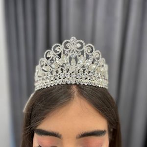 تاج عروس نقره‌ای اسلیمی بلند