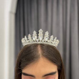 تاج عروس نقره‌ای اشکی بلند