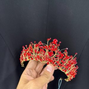 تاج سرخ اناری آبکاری طلا