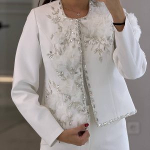 کت شلوار عروس گل برجسته لیلیوم 36